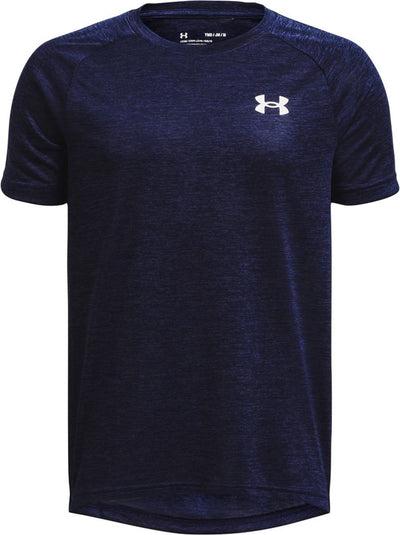 Under armour ua tech 2.0 ss-blu jongens sportshirt - midnight navy - wit