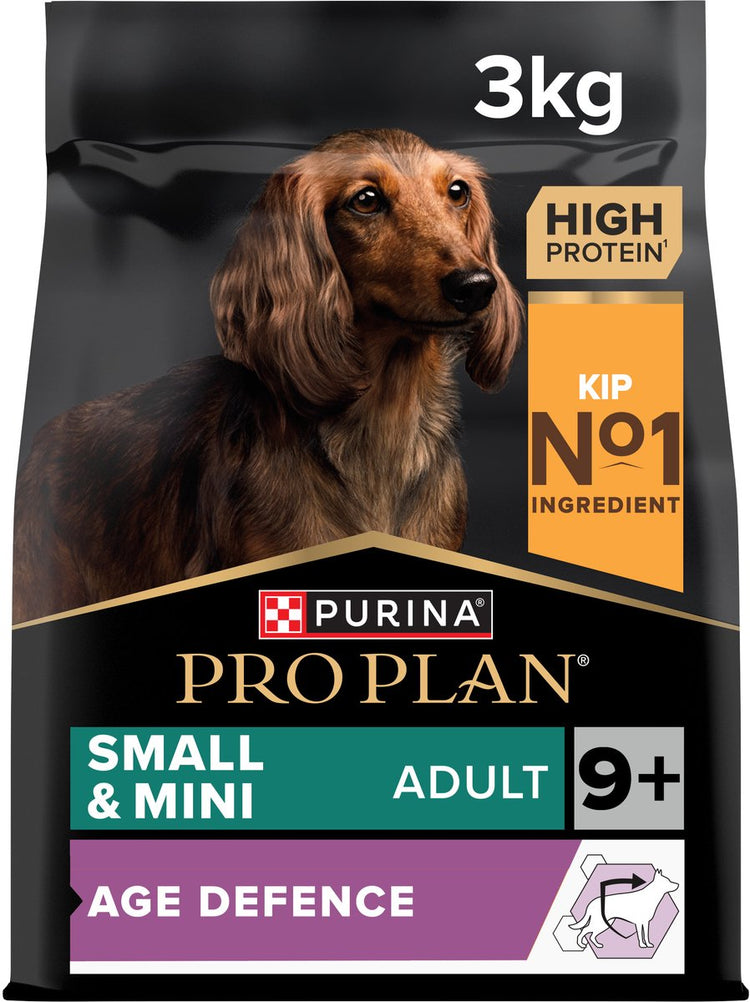 Pro plan small mini adult 9+ (senior) age defence - honden droogvoer - kip - 3 kg