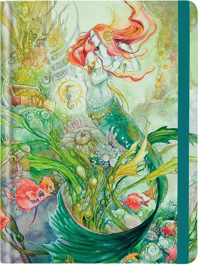 Peter pauper mid size notitieboek - mermaid - met elastieksluiting - 16x21 cm