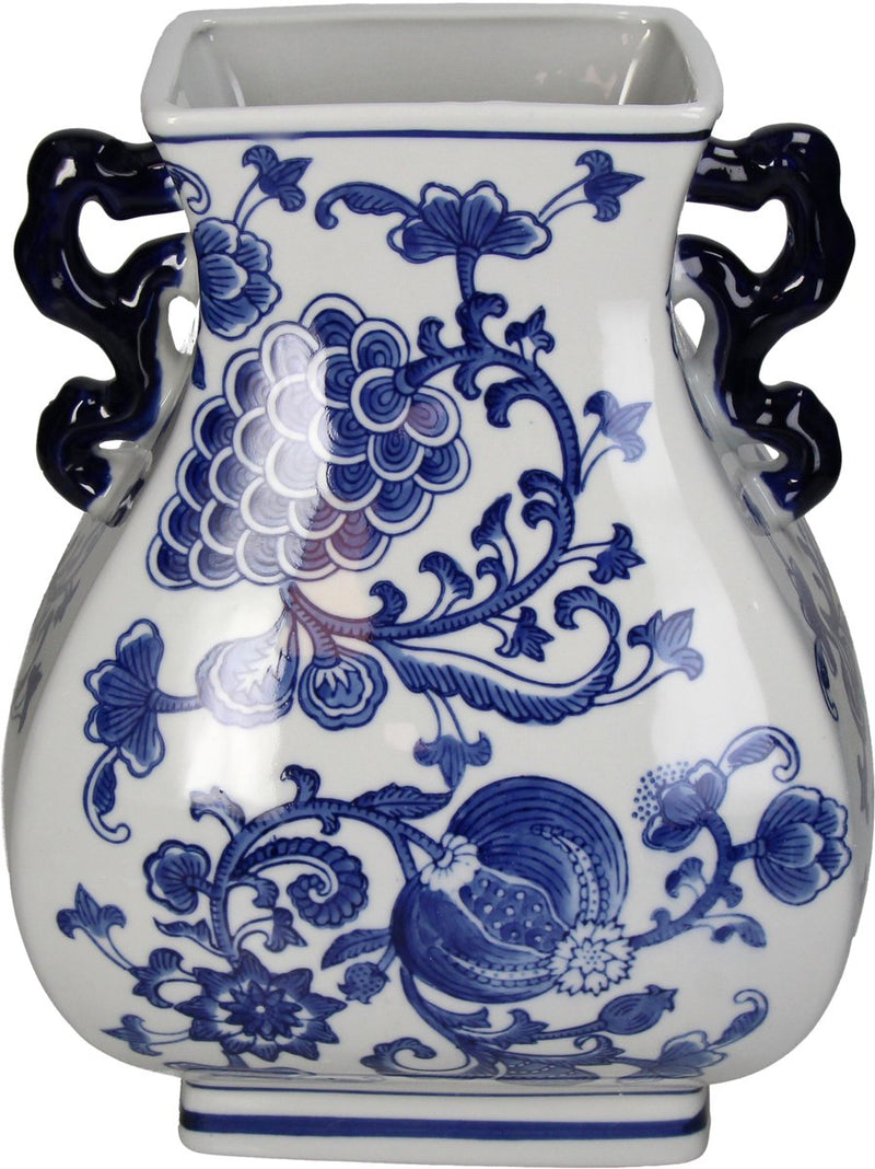 Hd collection vaas porselein blauw 22x19x29,5cm