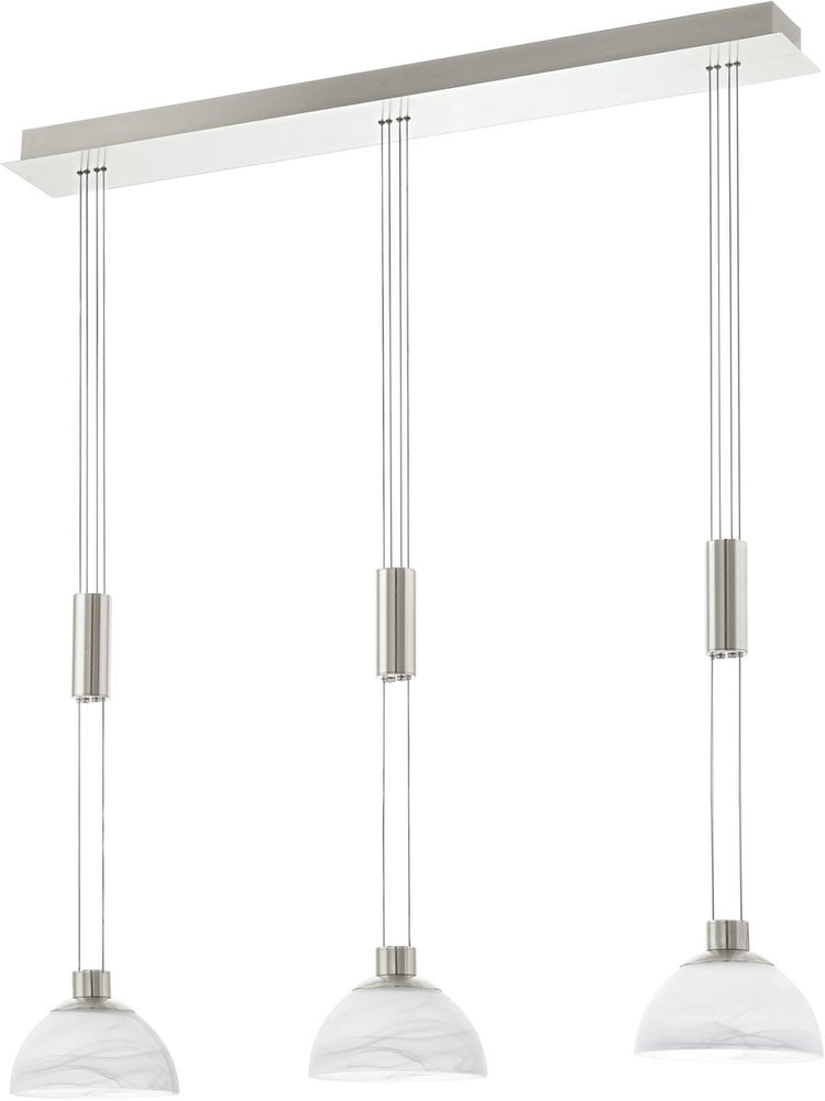 Eglo montefio - hanglamp - 3 lichts - nikkel-mat - alabaster glas - wit