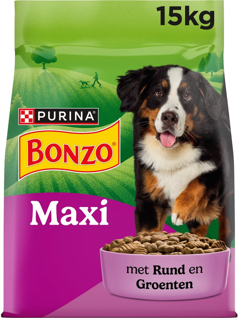 Bonzo adult maxi - hondenvoer droogvoer - rund - 15 kg