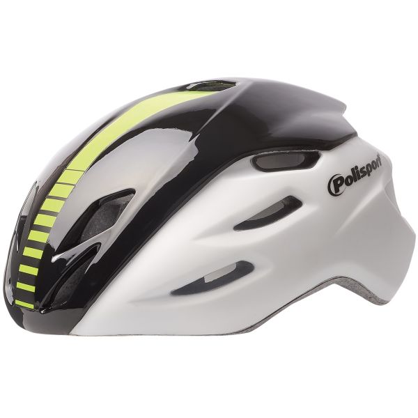 Polisport helm Aero Road mat wit glans zwart geel M 55-58cm