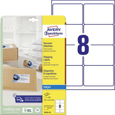 Adresetiketten avery wit 200 stuks