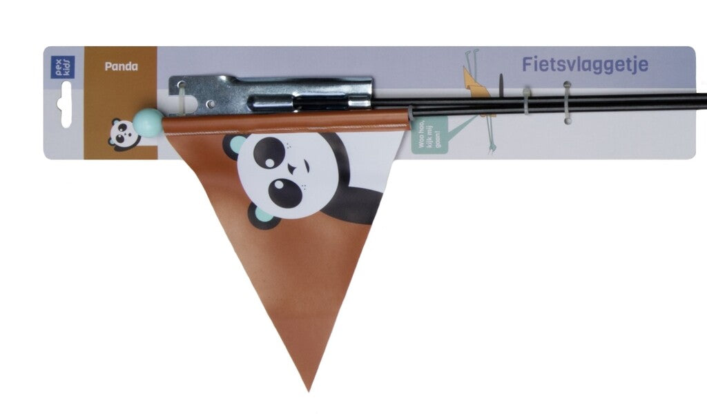 Beveiligingsvlag Pexkids Panda Braun met een Panda -print