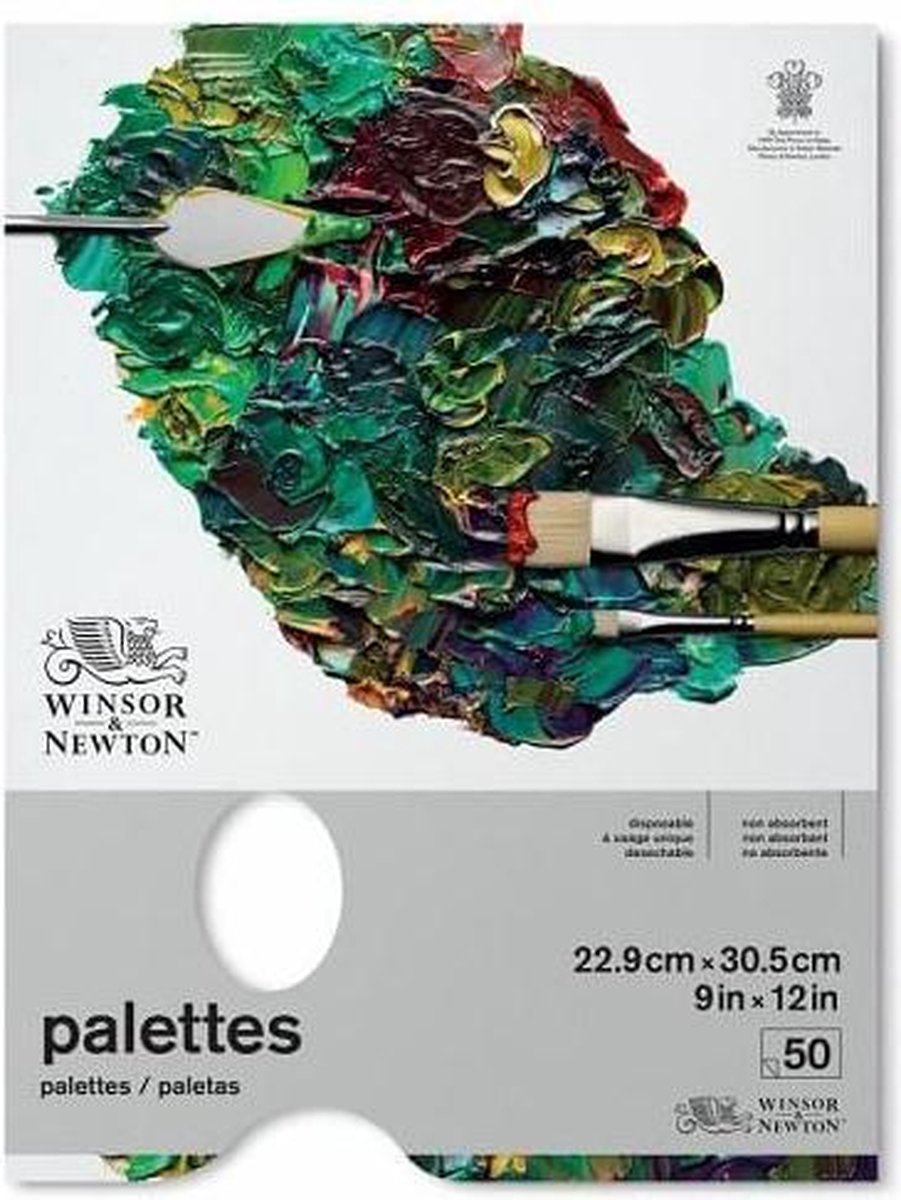 Winsor newton 7002032 tear off palette – 23 x 31 cm, 50 vellen, wegwerp-mengpalet voor olie- en acrylverf - afscheurpaletten