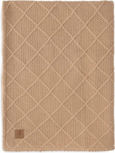 Jollein - deken wieg 75x100cm - wiegdeken, wiegdekentje, dekentje baby - check knit biscuit teddy fleece