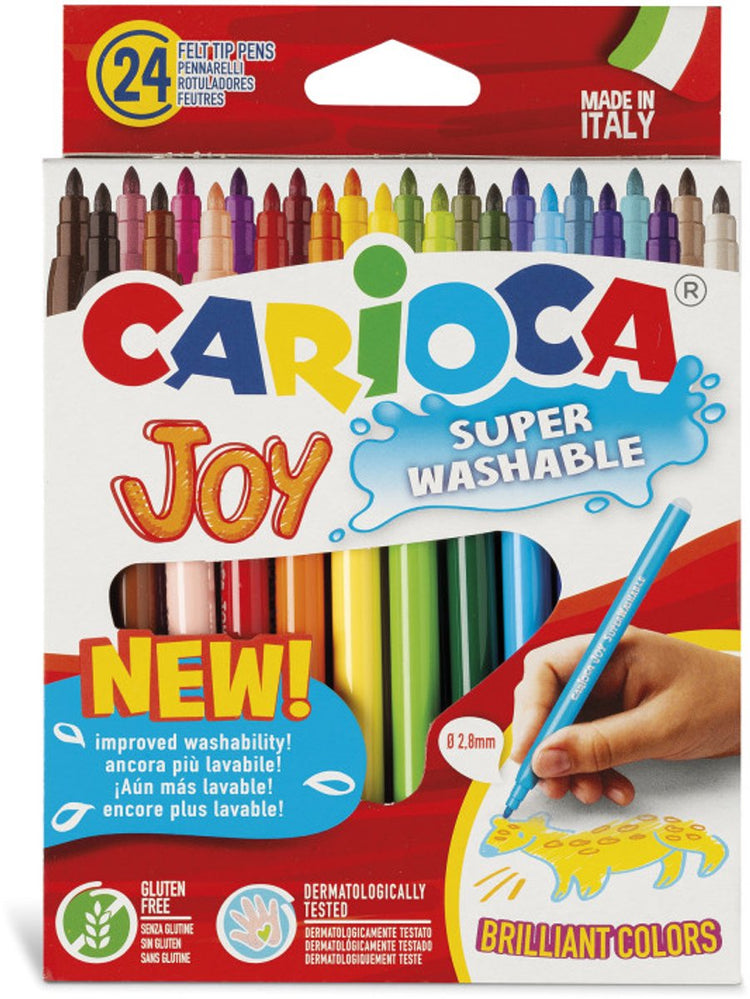 Carioca joy stiften - 24 kleuren - maxi-punt 6 mm - afwasbaar - kleurstiften voor kinderen