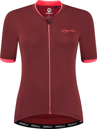 Rogelli essential fietsshirt - korte mouwen - dames - bordeaux, coral - maat l