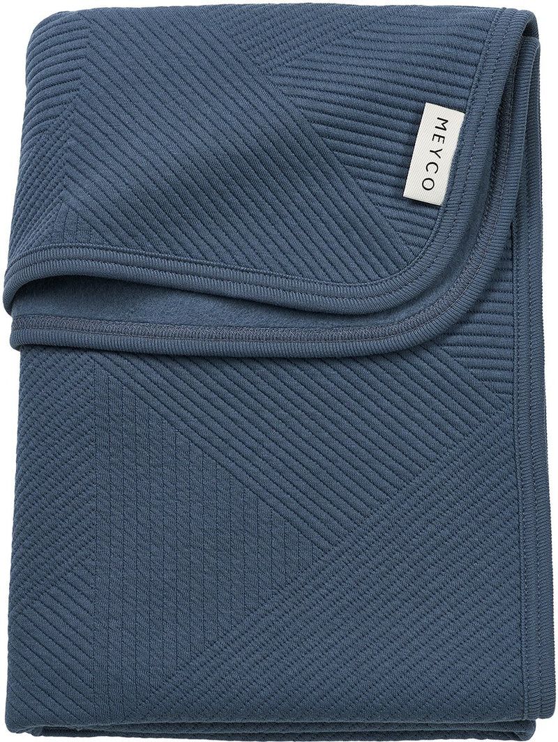 Meyco baby jacquard wiegdeken - flannel - indigo - 75x100cm - 1.0 tog