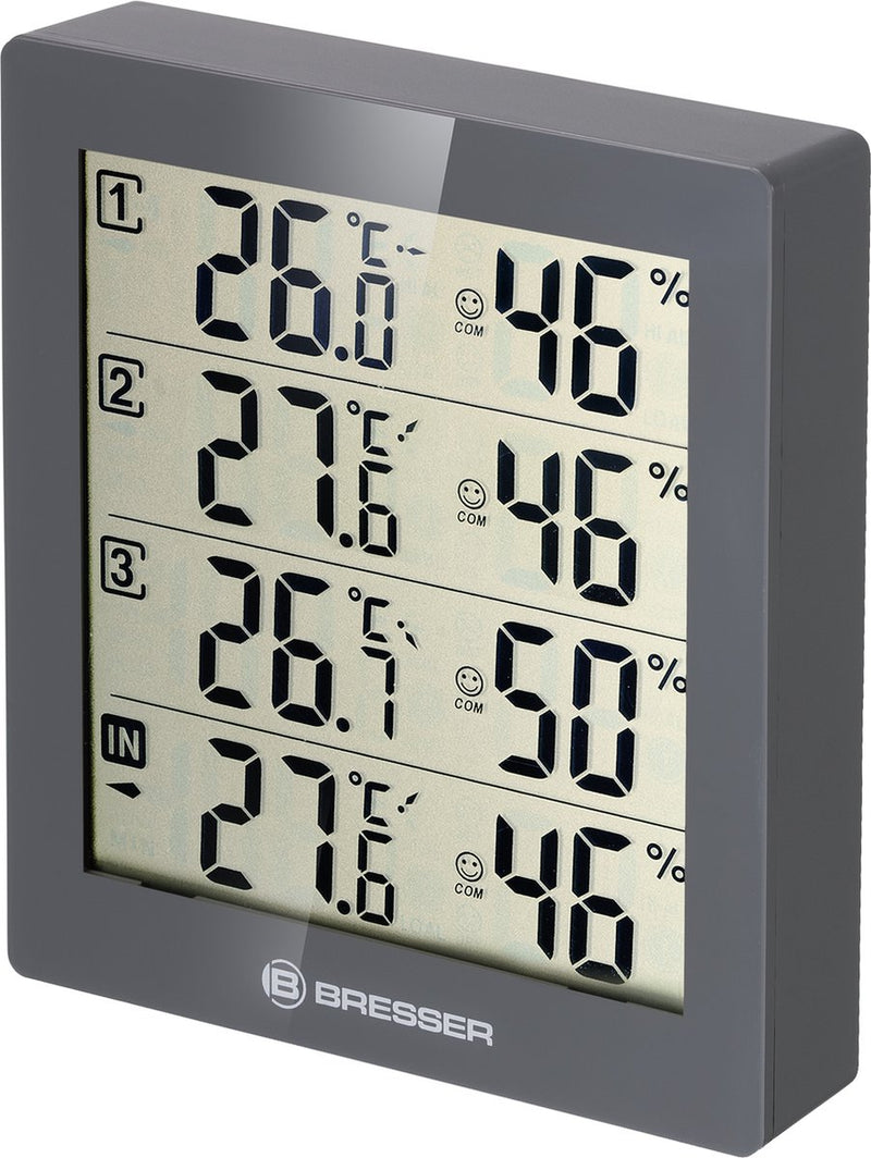 Bresser weerstation - temeo hygro quadro 12 cm - grijs - 4-delig
