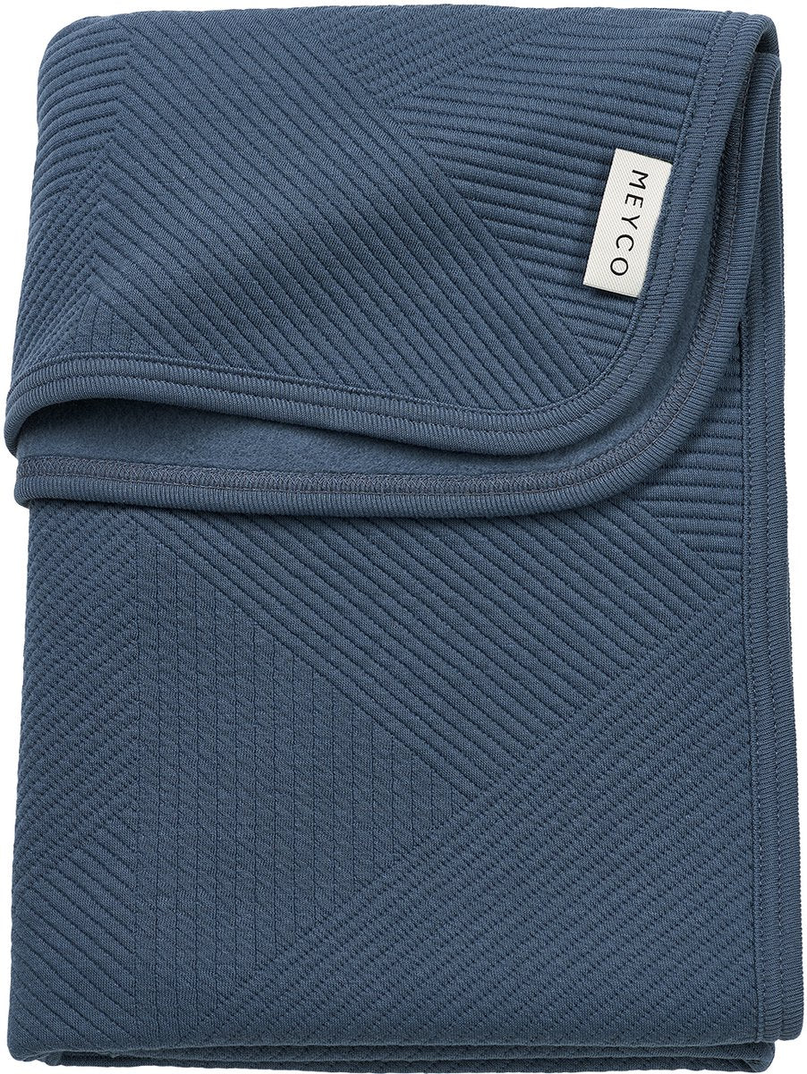 Meyco baby jacquard ledikant deken - flannel - indigo - 100x150cm - 1.0 tog