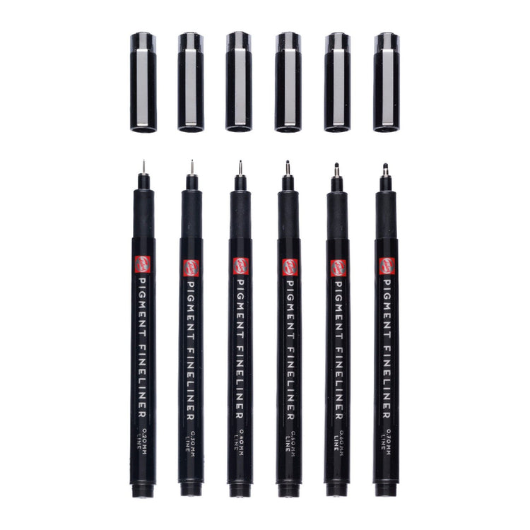 Talens • pigment fineliner set compleet, 6 stuks