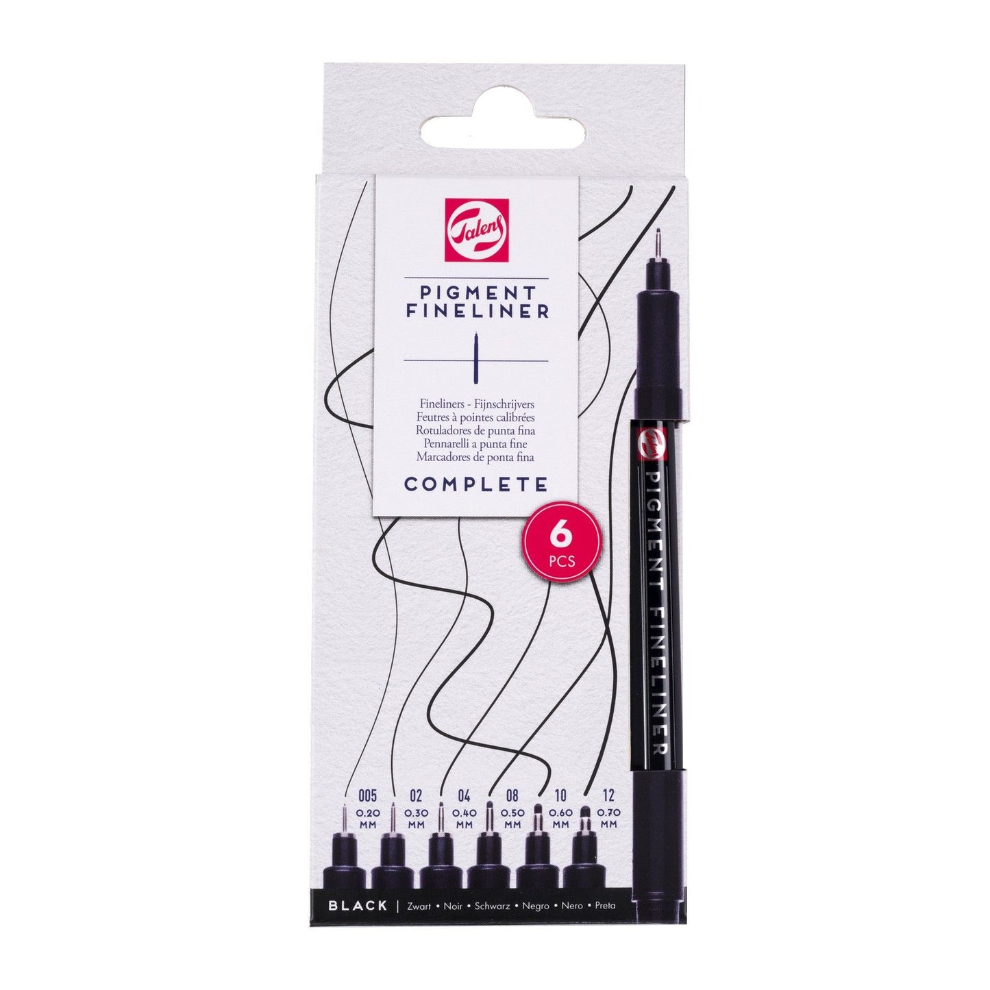 Talens • pigment fineliner set compleet, 6 stuks