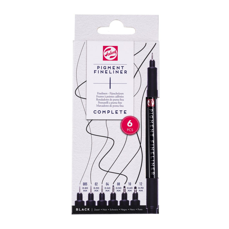 Talens • pigment fineliner set compleet, 6 stuks