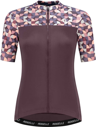 Rogelli essential graphic fietsshirt - korte mouwen - dames - burgundy - maat s