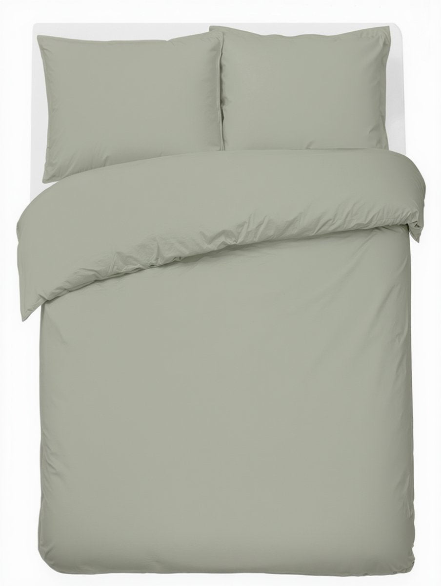 Hush. living hush living - dekbedovertrek percale 100% katoen - 200tc - extra fris en koel - sterk en slijtvast - 240x220+20cm - 2 x 60x70cm kussenslopen - met bevestigingslusjes - lichtgroen