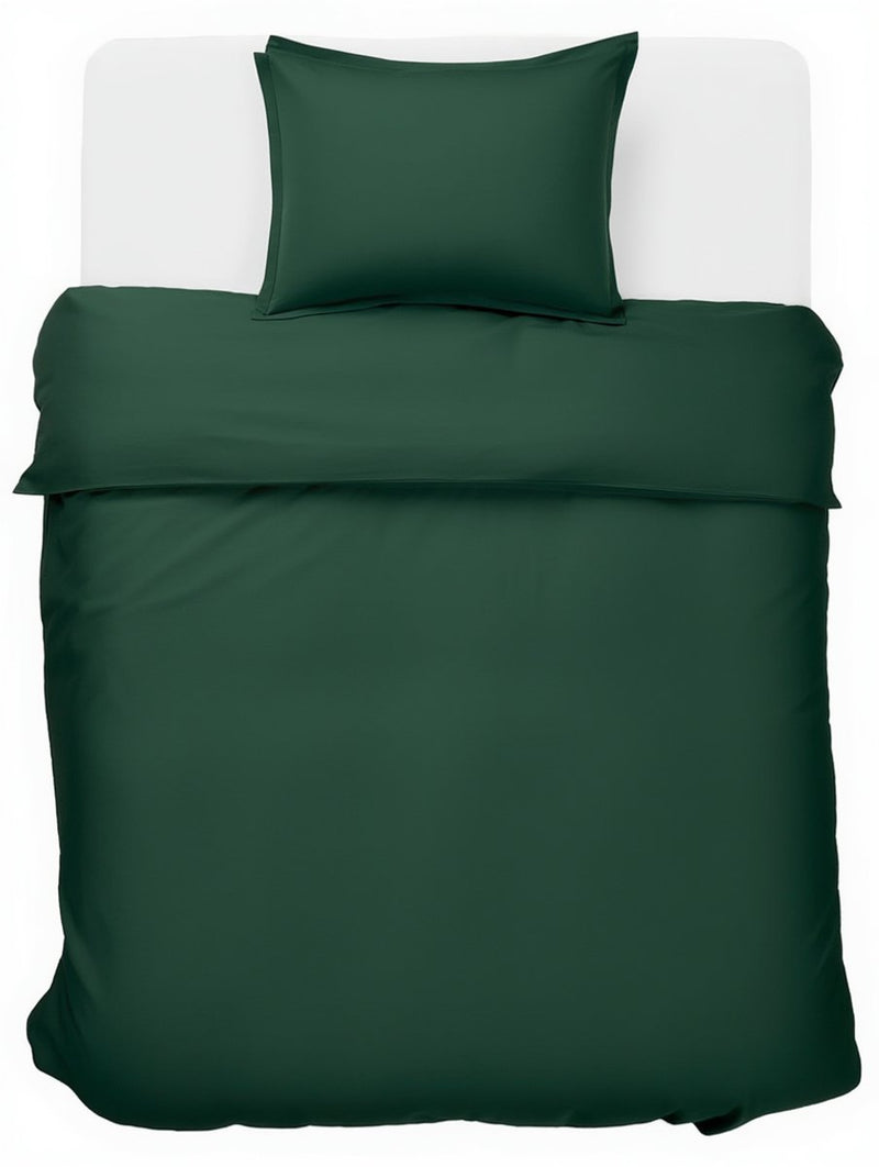 Hush. living hush living dekbedovertrek - 100% katoen - 144tc - soepel en ademend - 140x220+20cm -60x70cm kussensloop - met bevestigingslusjes - donkergroen