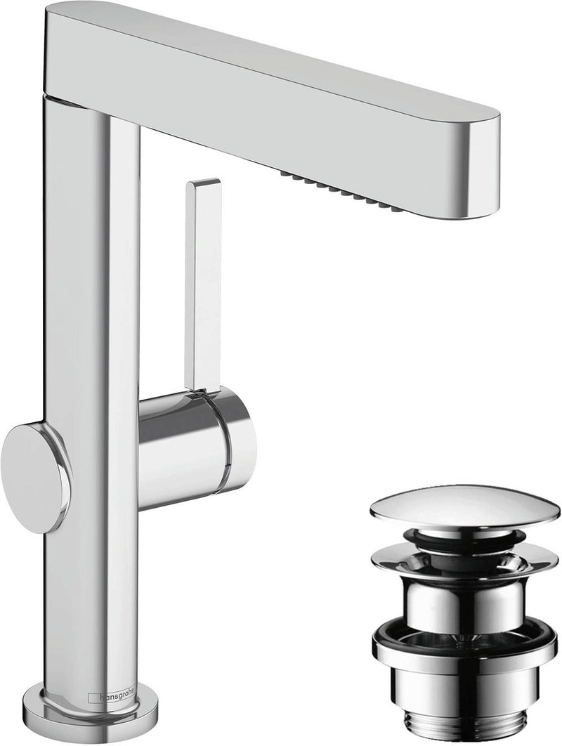 Hansgrohe finoris - wastafelkraan - met afvoerplug - 230mm - uittrekbare vuistdouche - 2 straalfuncties - chroom