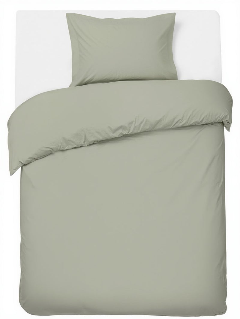 Hush. living hush living dekbedovertrek percale - 100% katoen - 200tc - extra fris en koel - sterk en slijtvast - 140x220+20cm - 60x70cm kussensloop - met bevestigingslusjes - lichtgroen