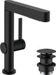 Hansgrohe finoris - wastafelkraan - met afvoerplug - 230mm - uittrekbare vuistdouche - 2 straalfuncties - mat zwart