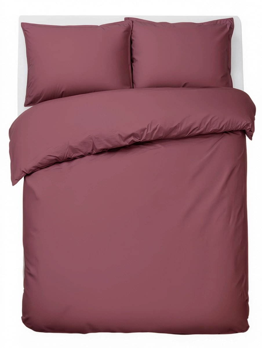 Hush. living hush living - dekbedovertrek 100% katoen - 144tc - soepel en ademend - 240x220+20cm - 2 x 60x70cm kussenslopen - met bevestigingslusjes - bordeaux