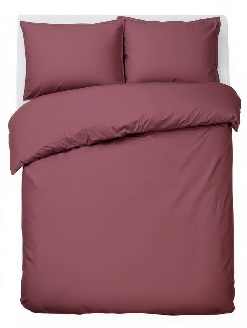 Hush. living hush living dekbedovertrek - 100% katoen - 144tc - soepel en ademend - 240x220+20cm - 2 x 60x70cm kussenslopen - met bevestigingslusjes - bordeaux