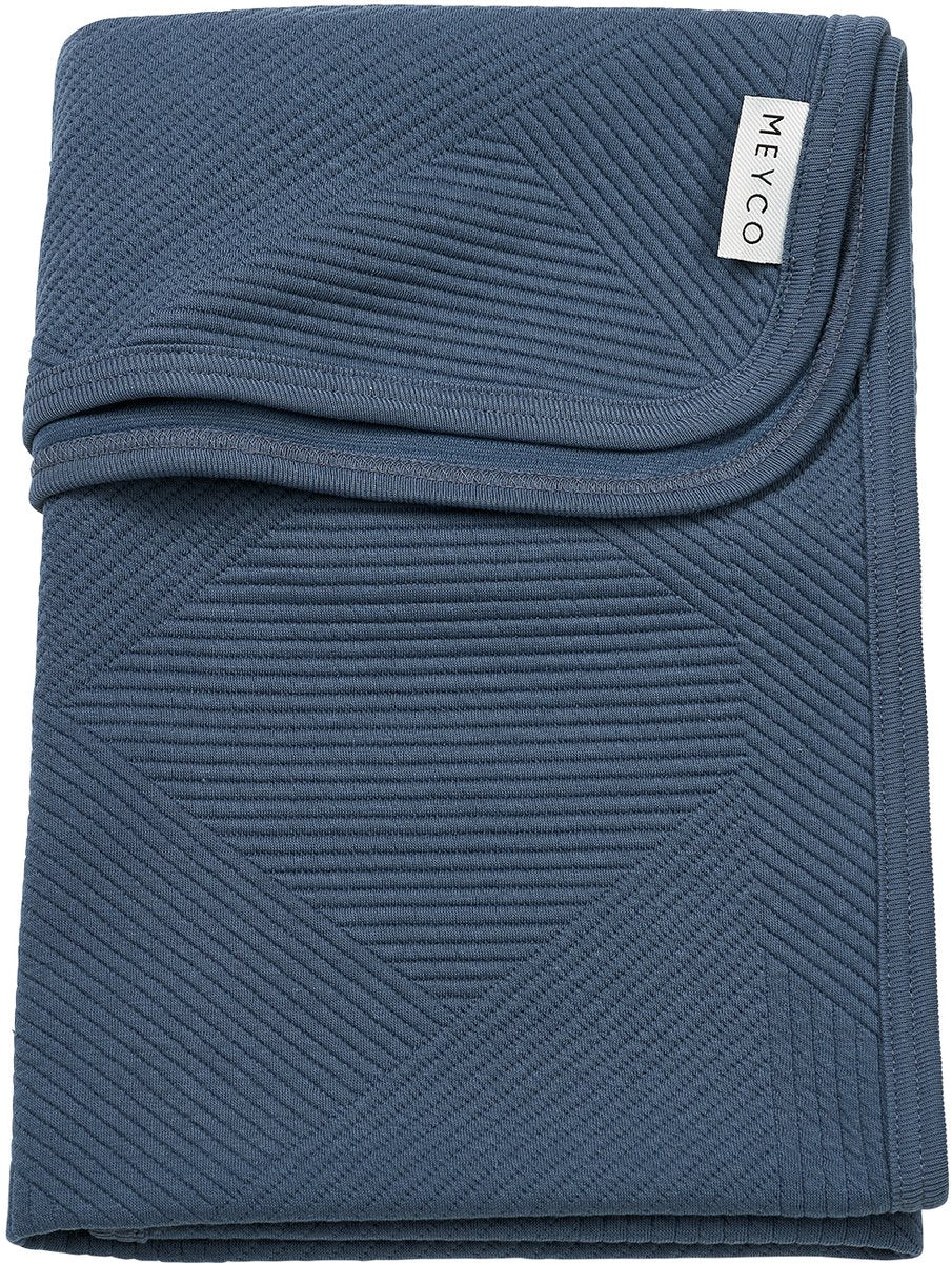 Meyco baby jacquard ledikant deken - indigo - 100x150cm - 0.5 tog