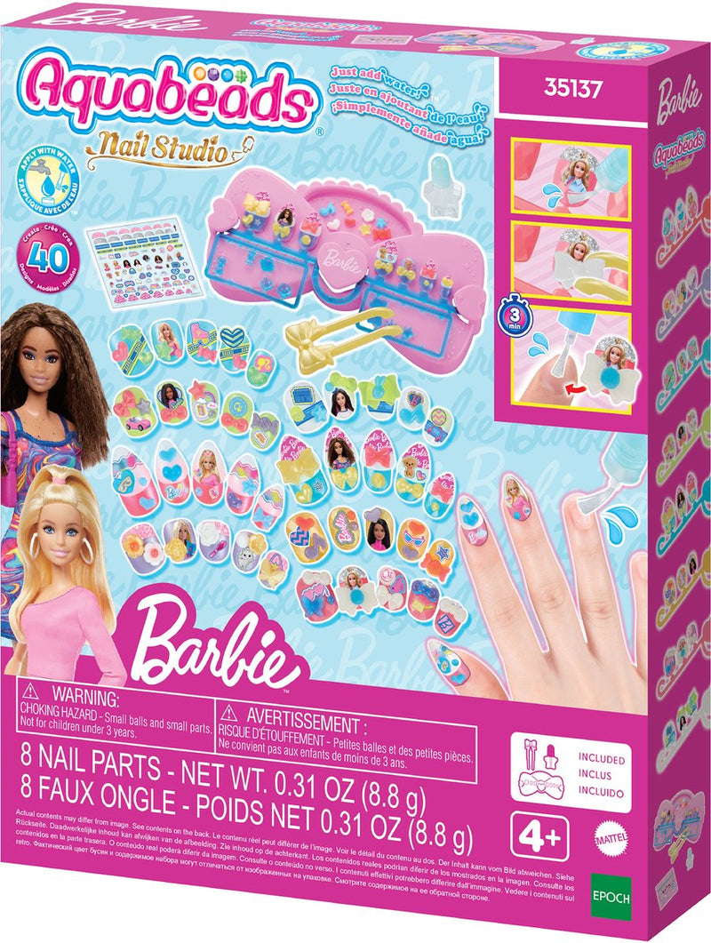 Aquabeads nail studio barbie designer kit- met herbruikbare nagels- zonder nageldroger- veilig voor kinderen- alleen water nodig