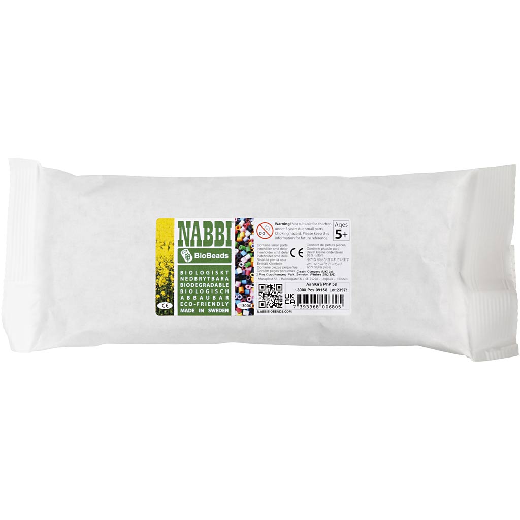 Creativ company nabbi biobeads 5x5mm grijs - 3000st.