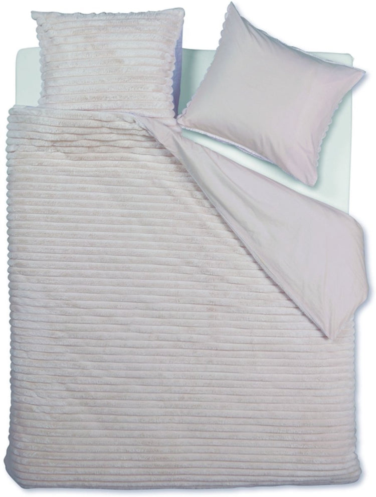 Riviera maison rivièra maison furry stripes dekbedovertrek - eenpersoons - 140 x 200 220 cm - gebroken wit