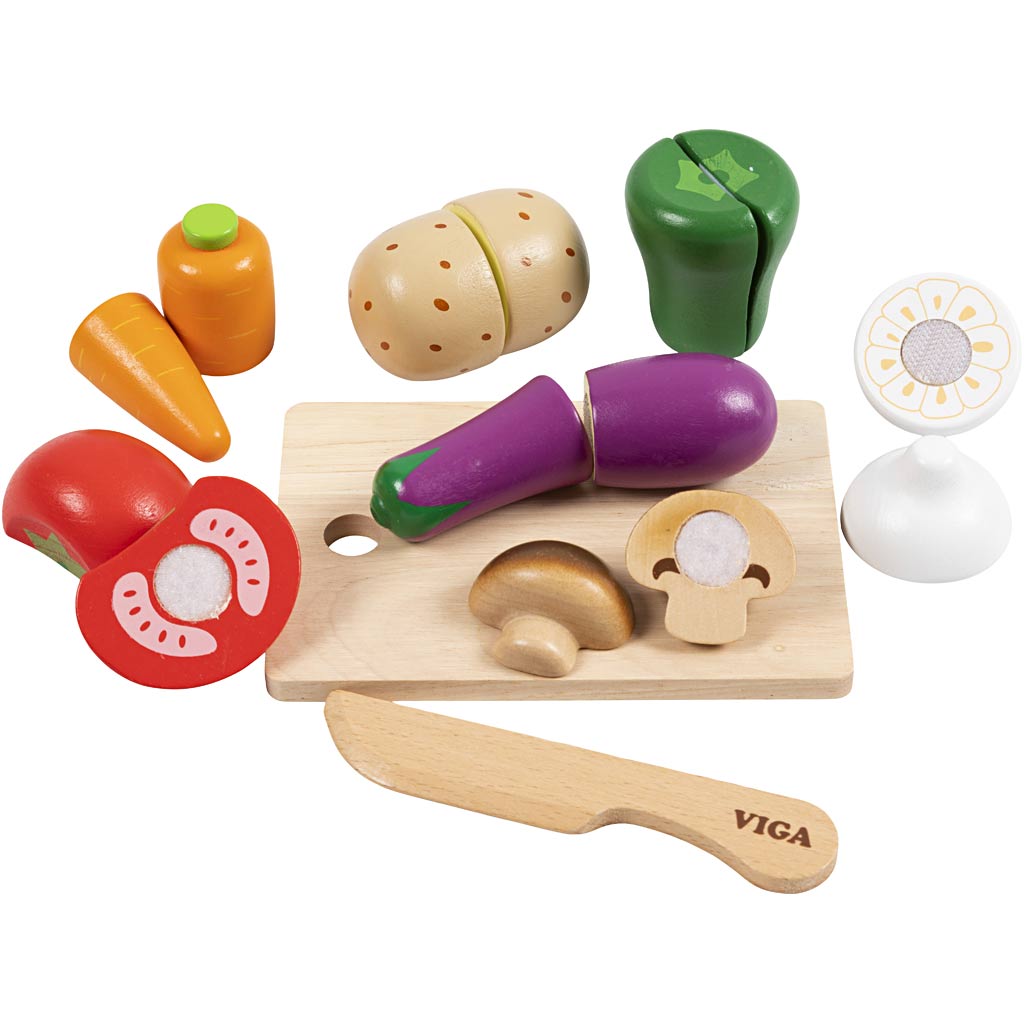 Vigatoys viga toys groentenbox - houten speelgoedeten - fomenplank met groenten en vormen - educatief en leerzaam speelgoed
