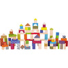 Vigatoys viga toys blokkenset kleurrijk 100 stuks multicolor - educatief houten speelgoed - blokken set voor creatief spelen - vrolijke kleuren en print - geschikt voor kinderen vanaf 18 maanden