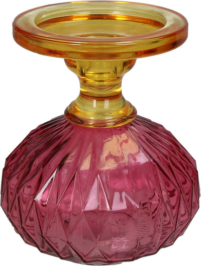 Hd collection kaarsenhouder glas multi 13,5x13,5x15cm
