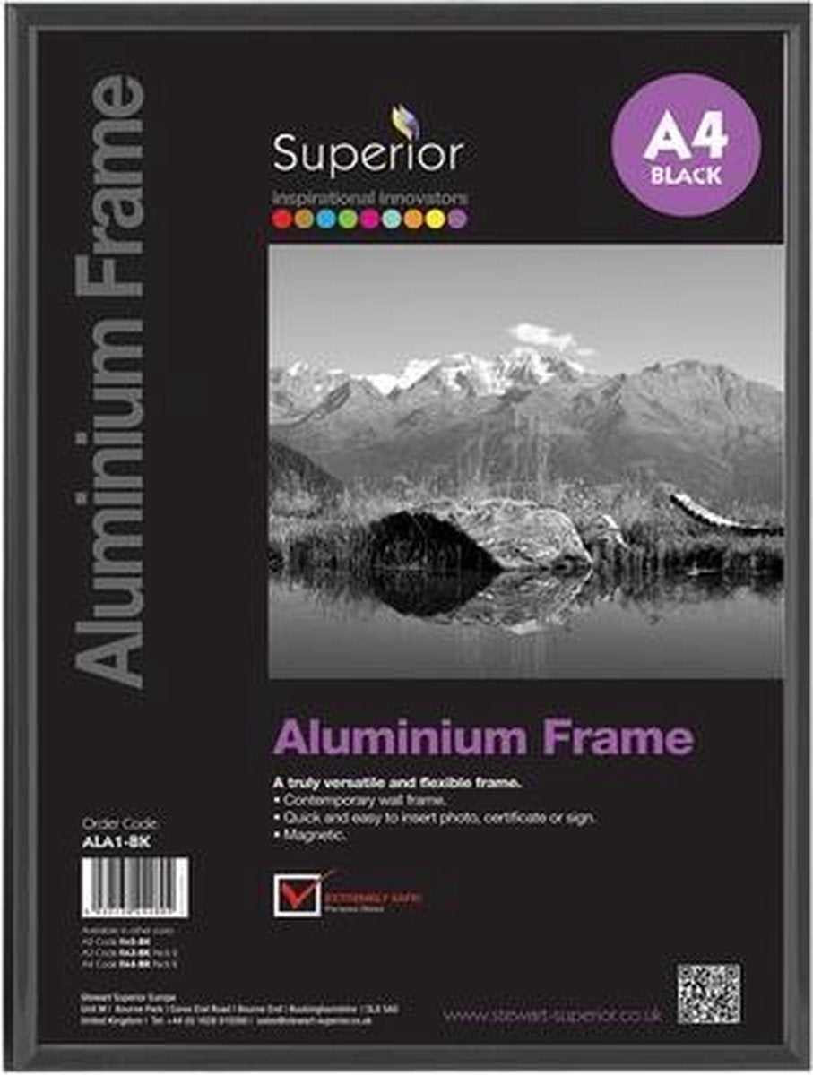 Seco fotolijst a4 - 21 x 29.7cm - zwart geborsteld aluminium - met standaard - 11mm frame