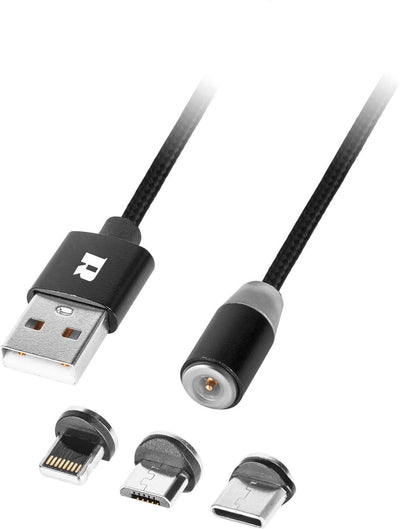Rebel comp serie - magnetische usb kabel 3-in-1 - iphone; usb-c; micro usb