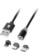Rebel comp serie - magnetische usb kabel 3-in-1 - iphone; usb-c; micro usb