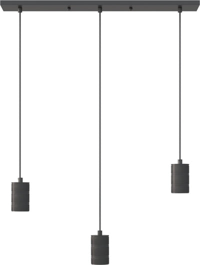 Calex retro plafondlamp - 3x e27 - hanglamp industrieel - 10 x 70 cm pendellamp - zwart
