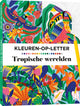 Mus creatief kleuren op letter tropische werelden