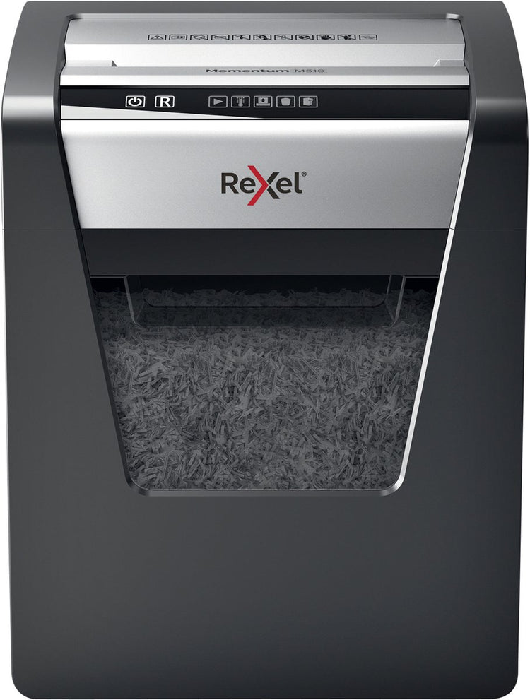 Rexel momentum m510 papierversnipperaar - p5 microsnippers - tot 10 vel - 23l - zwart