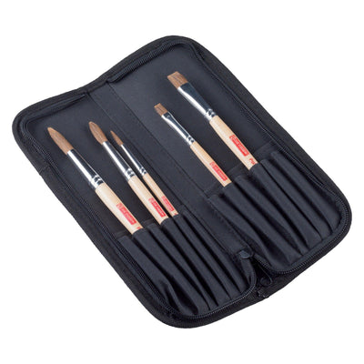 Talens art creation • aquarelpenselenset van 5 met etui - pony polyester