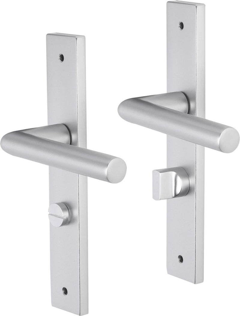 Impresso deurkruk - london - voor binnen - vierkant deurschild met schroeven en toiletsluiting - aluminium - 2 stuks