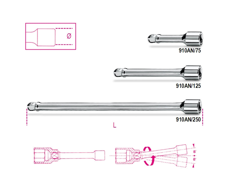 Beta 3 8” verlengstukken, zwenkbaar 910an 250 - 009100829