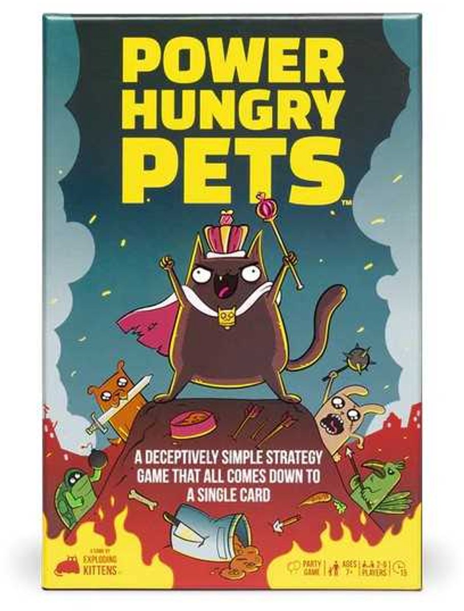 Exploding kittens power hungry pets - engelstalig kaartspel - partyspel