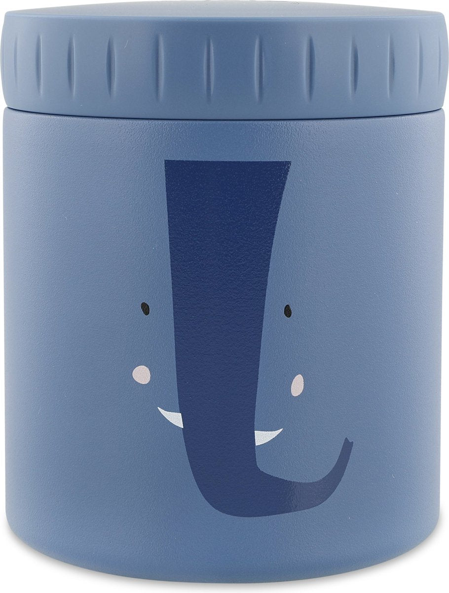 Trixie thermos container - mrs. elephant - thermopot voor kinderen - 350 ml - rvs thermobeker - ideaal voor babyhapjes - blauw
