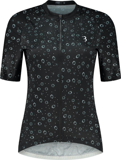 Bbb cycling donnafit r - duurzaam fietsshirt dames korte mouw - 15-25 °c - ademend mtb en wielrenshirt - 3 achterzakken - black floral