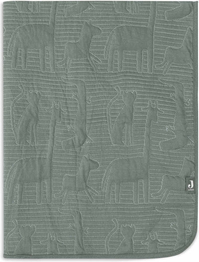 Jollein - deken ledikant 100x150cm - dekentje baby - jungle jambo ash green laurel