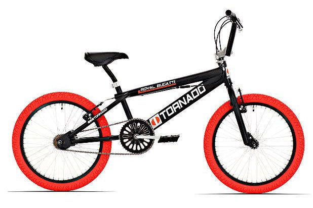 Royal bmx fiets -bugatti tornado freestyle 20 inch - mat zwart met rode banden