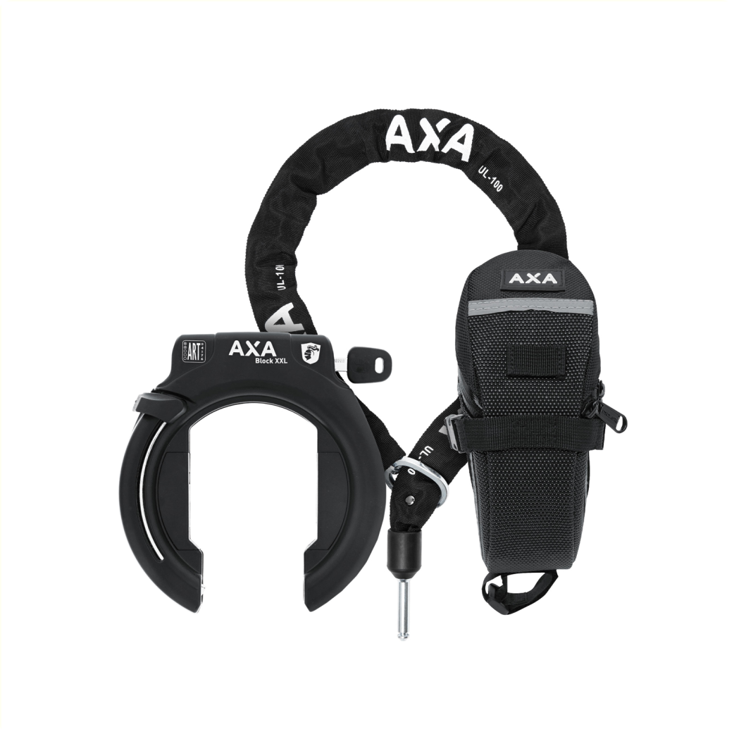 AXA xxl Zwart ringslot + Zadeltas + ULC100 ketting