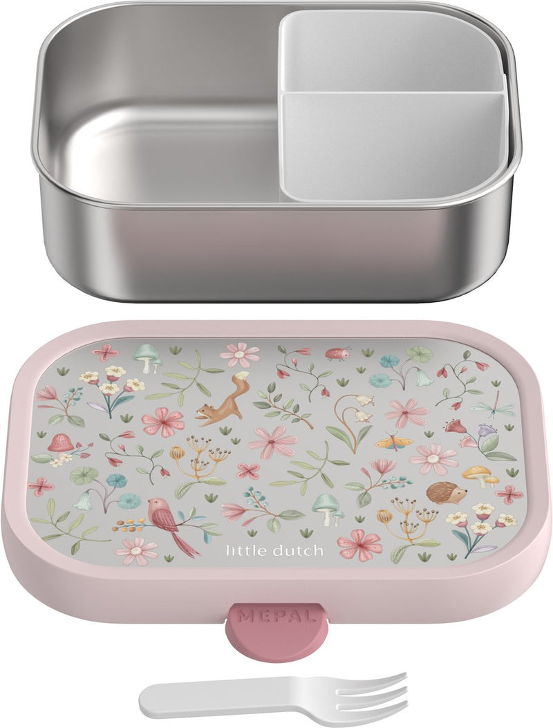 Mepal rvs bento lunchbox campus - 750 ml - broodtrommel met vakjes voor kinderen - geschikt voor 4 boterhammen - lunchbox rvs - fairy wonders